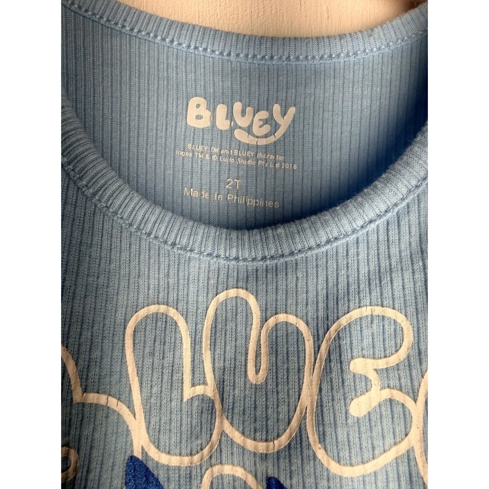 Bluey Toddler Girls Blue Tutu Dress Butterfly Graphic Tulle Skirt Ribbed Top